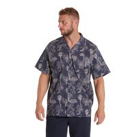 North 56 Palm Tree Pattern Short Sleeve Shirt Navy