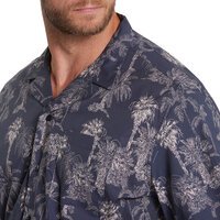 North 56 Palm Tree Pattern Short Sleeve Shirt Navy