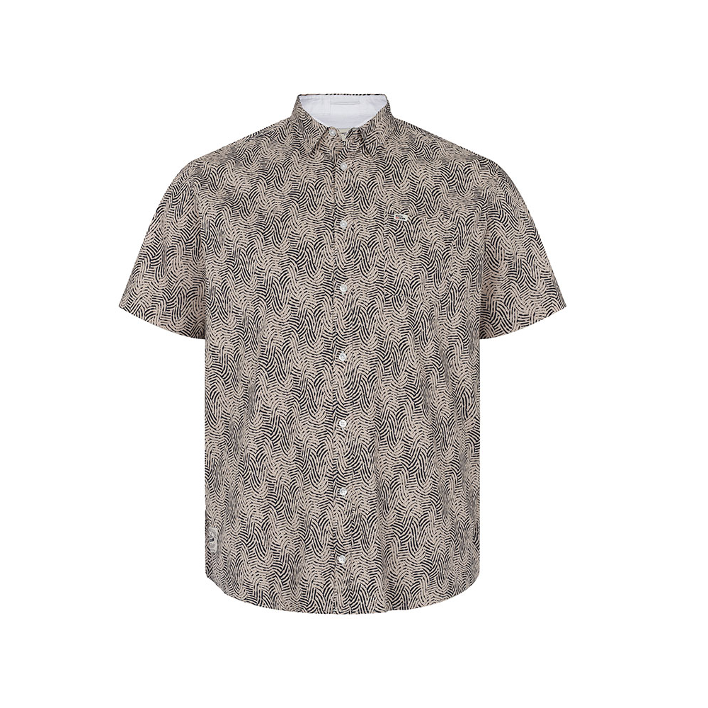 North 56 Abstract Pattern Short Sleeve Shirt Sand Navy