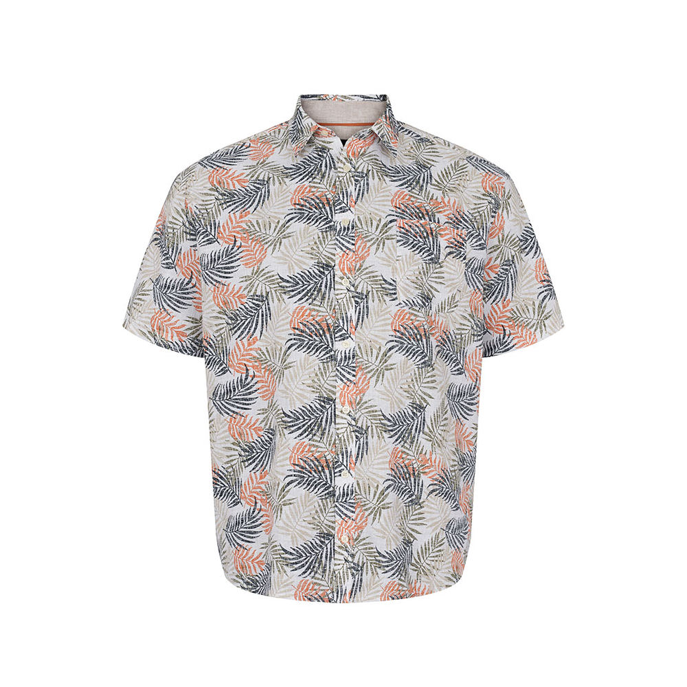 North 56 Leaf Pattern Linen/Cotton Short Sleeve Shirt Multi