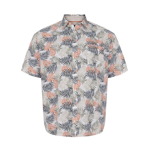 North 56 Leaf Pattern Linen/Cotton Short Sleeve Shirt Multi-shop-by-brands-Beggs Big Mens Clothing - Big Men's fashionable clothing and shoes