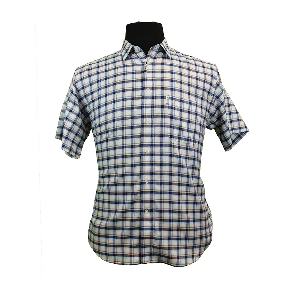 Aertex Cellular Pure Cotton Blue Mid Check