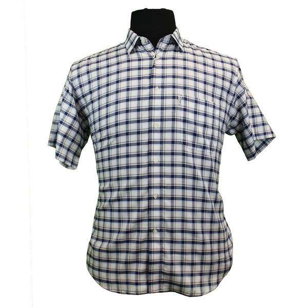 Aertex Cellular Pure Cotton Blue Mid Check-shop-by-brands-Beggs Big Mens Clothing - Big Men's fashionable clothing and shoes