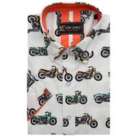 Kam motorbike Print Satin Finish Cotton SS Shirt