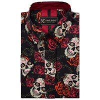 KBS Floral Rose Skull Satin Finish SS Shirt