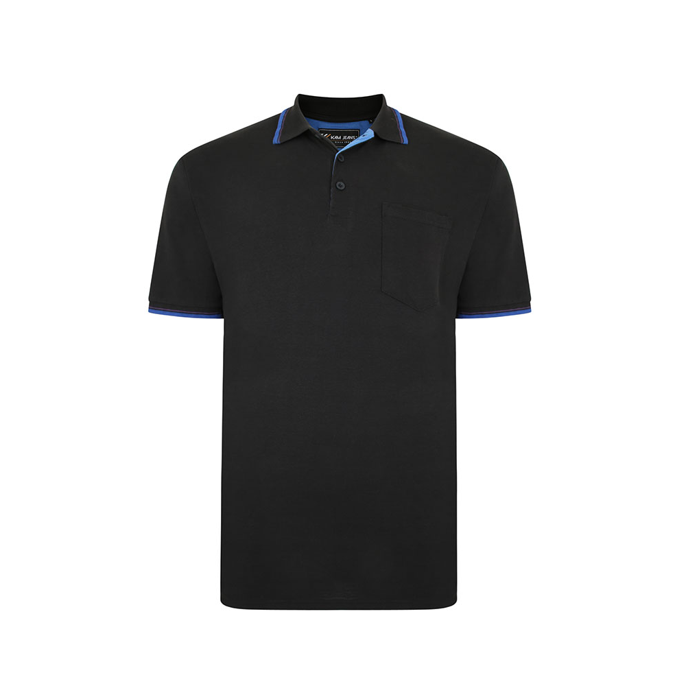 Kam Tipped Polo With Pocket Black