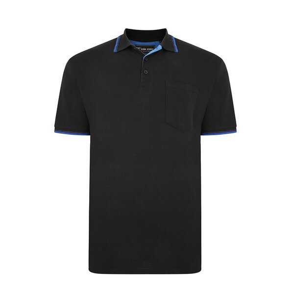 Kam Tipped Polo With Pocket Black-shop-by-brands-Beggs Big Mens Clothing - Big Men's fashionable clothing and shoes