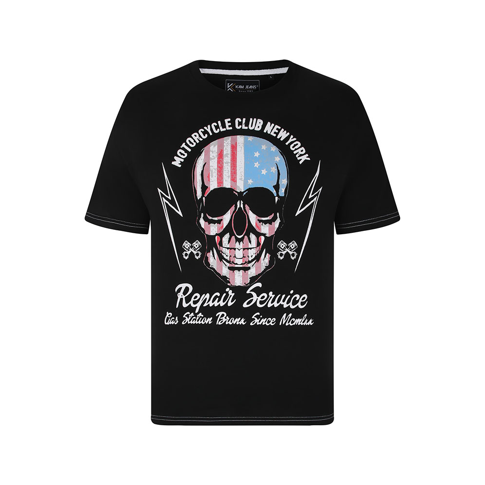 Kam USA Skull Print Tee Black