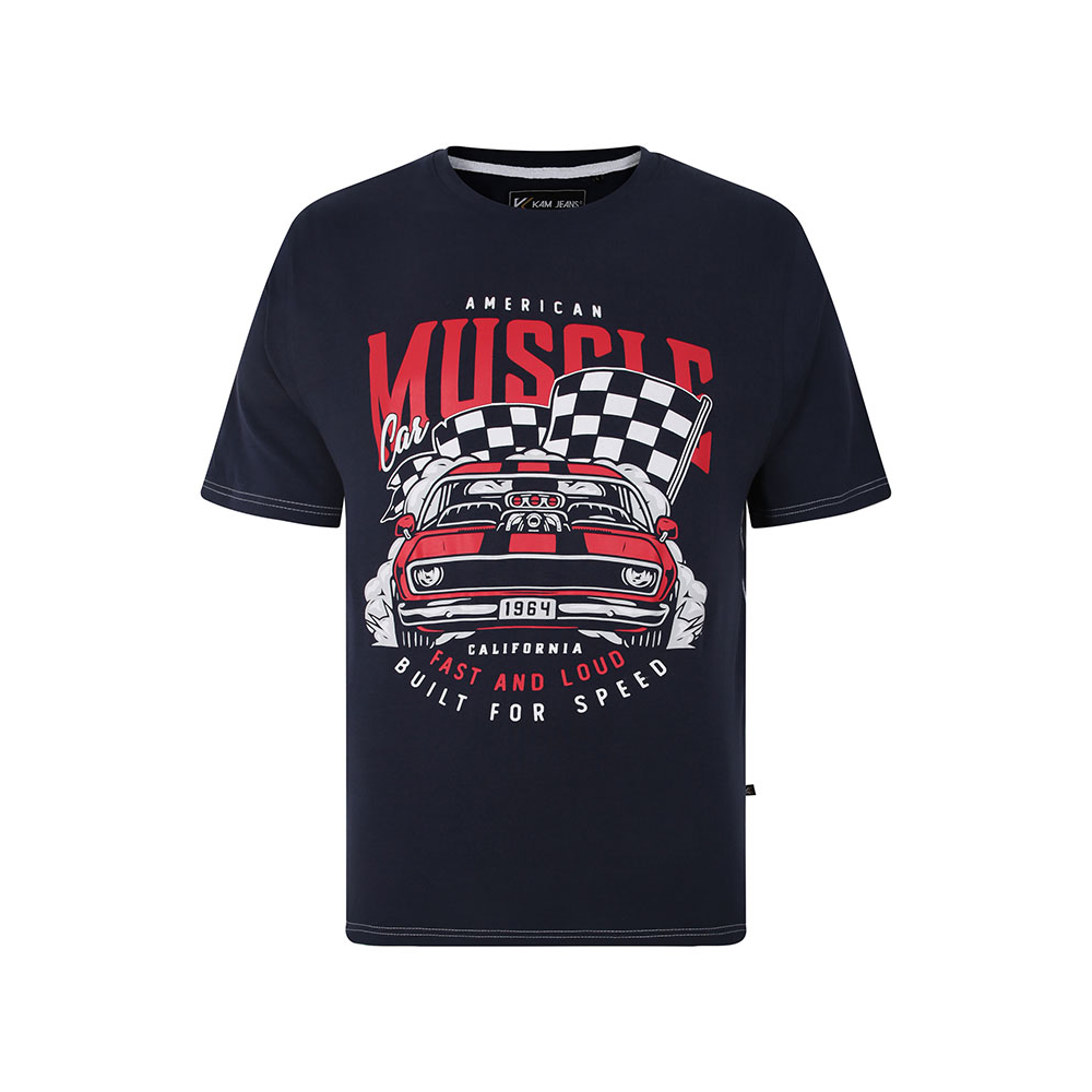 Kam American Muscle Print Tee Navy