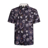 KAM Dragonfly Satin finish Cotton SS Shirt Navy