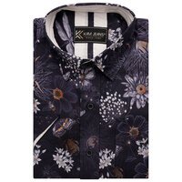 KAM Dragonfly Satin finish Cotton SS Shirt Navy