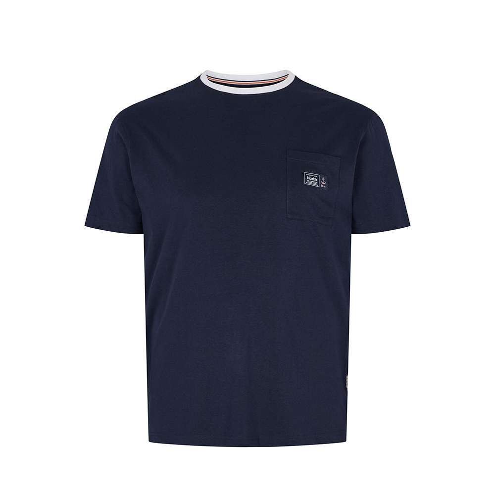 North 56 Contrast Collar Trim Cotton Tee Navy