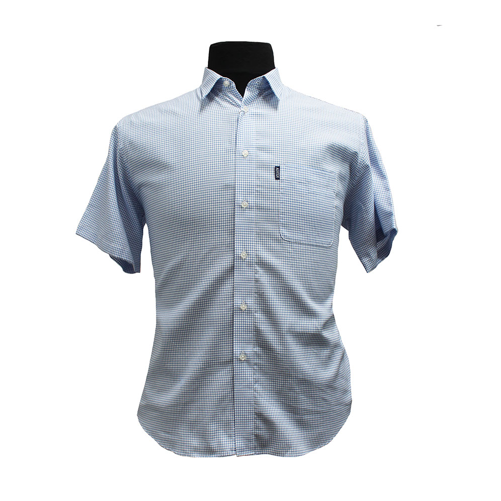 Aertex Somerset Small Check Shirt Blue