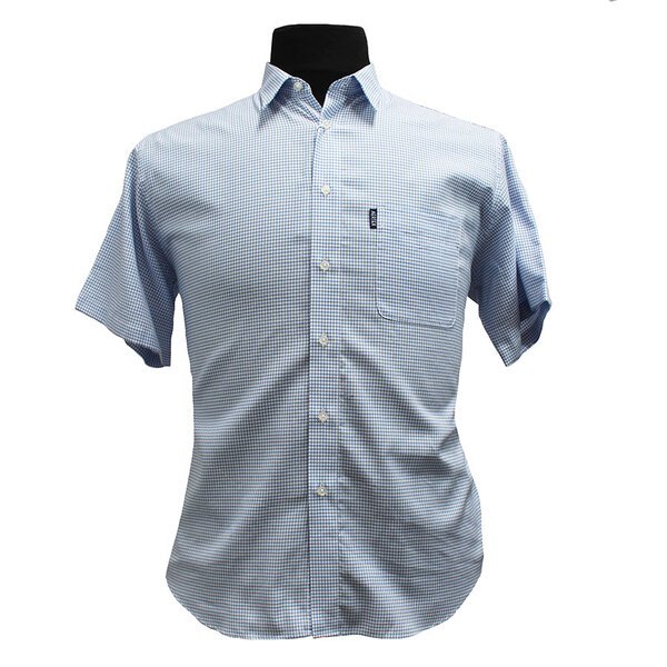 Aertex Somerset Small Check Shirt Blue-shop-by-brands-Beggs Big Mens Clothing - Big Men's fashionable clothing and shoes