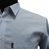 Aertex Somerset Small Check Shirt Blue