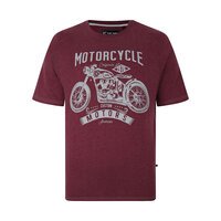 Kam Motor Cycle Print Tee Burgundy