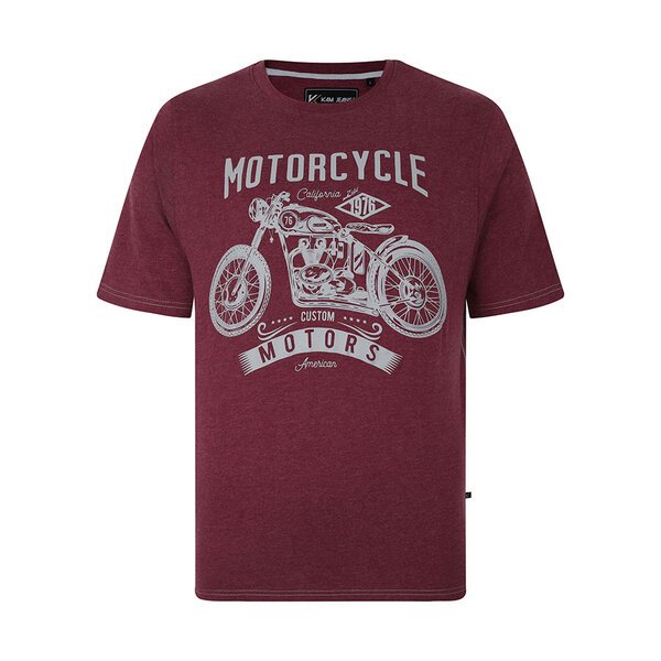 Kam Motor Cycle Print Tee Burgundy-shop-by-brands-Beggs Big Mens Clothing - Big Men's fashionable clothing and shoes