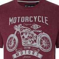 Kam Motor Cycle Print Tee Burgundy