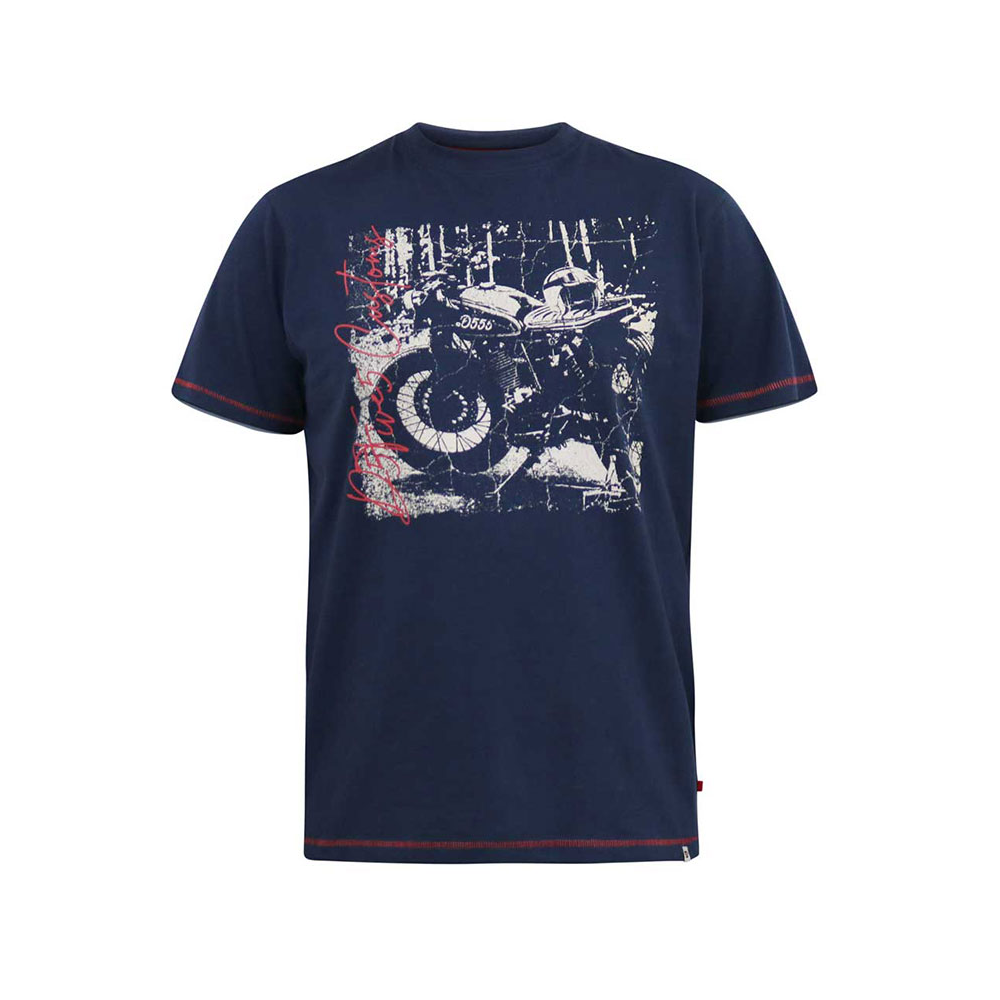 D555 Custom Bike Print Tee Navy