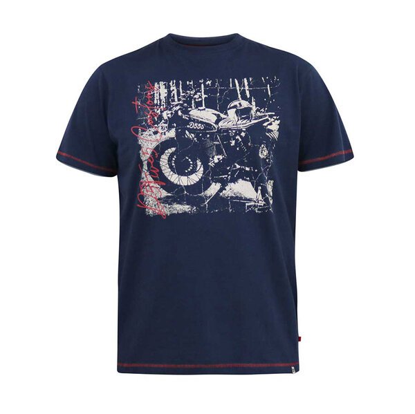 D555 Custom Bike Print Tee Navy-shop-by-brands-Beggs Big Mens Clothing - Big Men's fashionable clothing and shoes