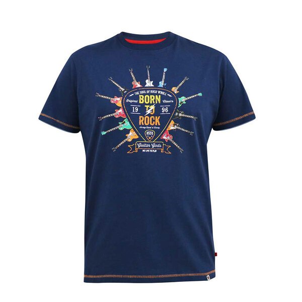 D555 Born To Rock Tee Navy-shop-by-brands-Beggs Big Mens Clothing - Big Men's fashionable clothing and shoes