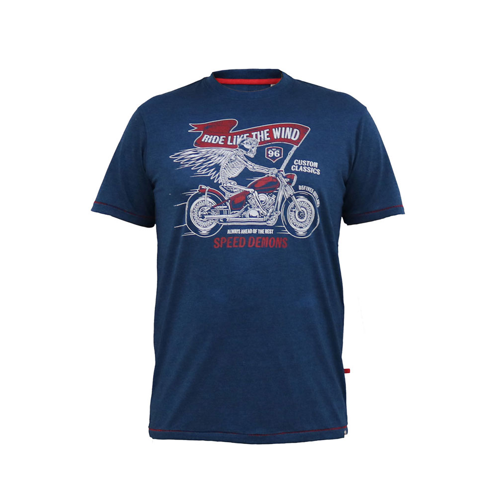 D555 Skull Bike Tee Blue