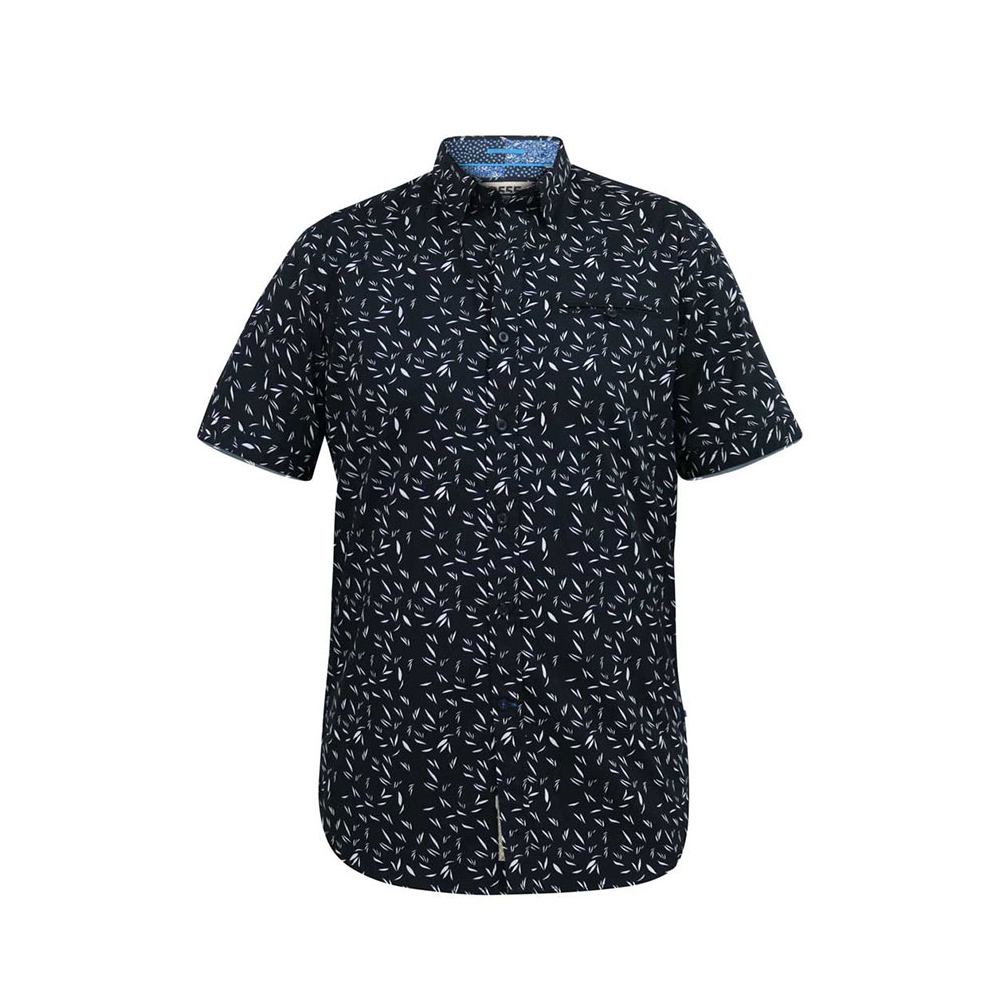 D555 Leaf Print Dark Navy SS Shirt