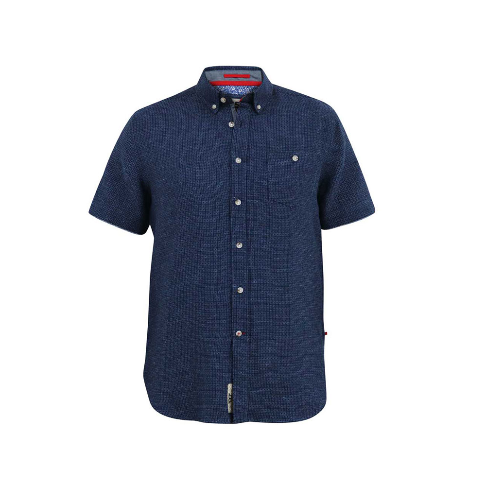 D555 Textured Cotton SS Shirt Navy