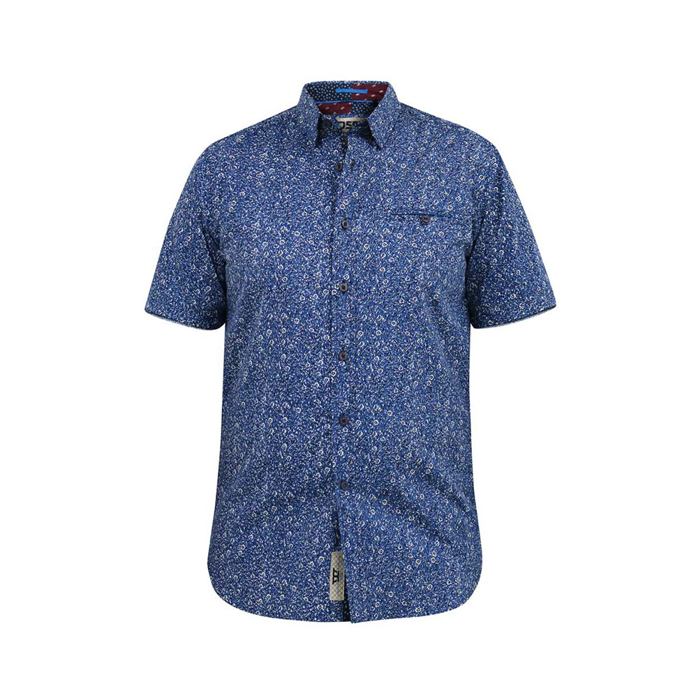 D555 Small Floral Pattern Blue SS Shirt