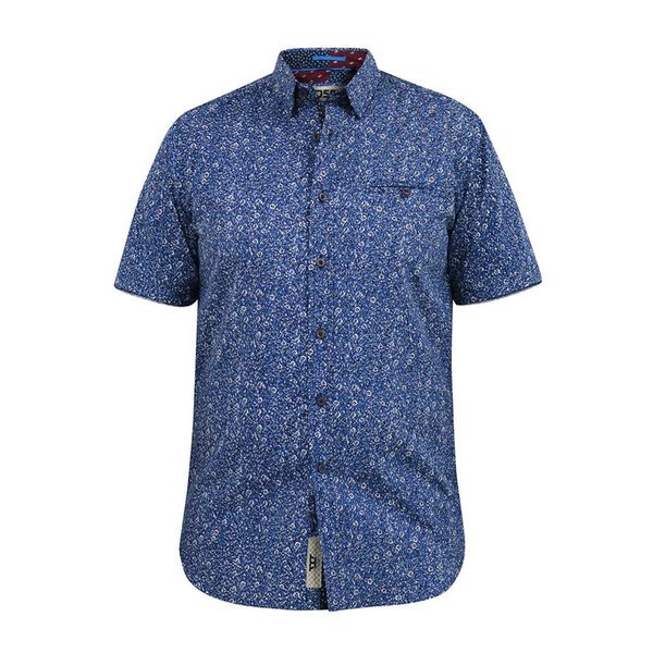 D555 Small Floral Pattern Blue SS Shirt-shop-by-brands-Beggs Big Mens Clothing - Big Men's fashionable clothing and shoes