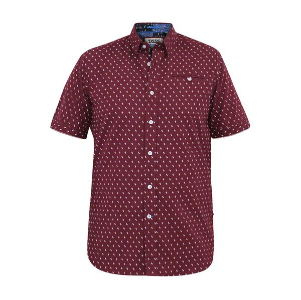 D555 Small Pattern Burgundy SS Shirt-shop-by-brands-Beggs Big Mens Clothing - Big Men's fashionable clothing and shoes