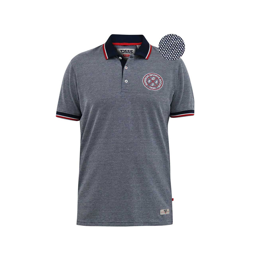 D555 Bird Eye Pique Polo with Badge Navy