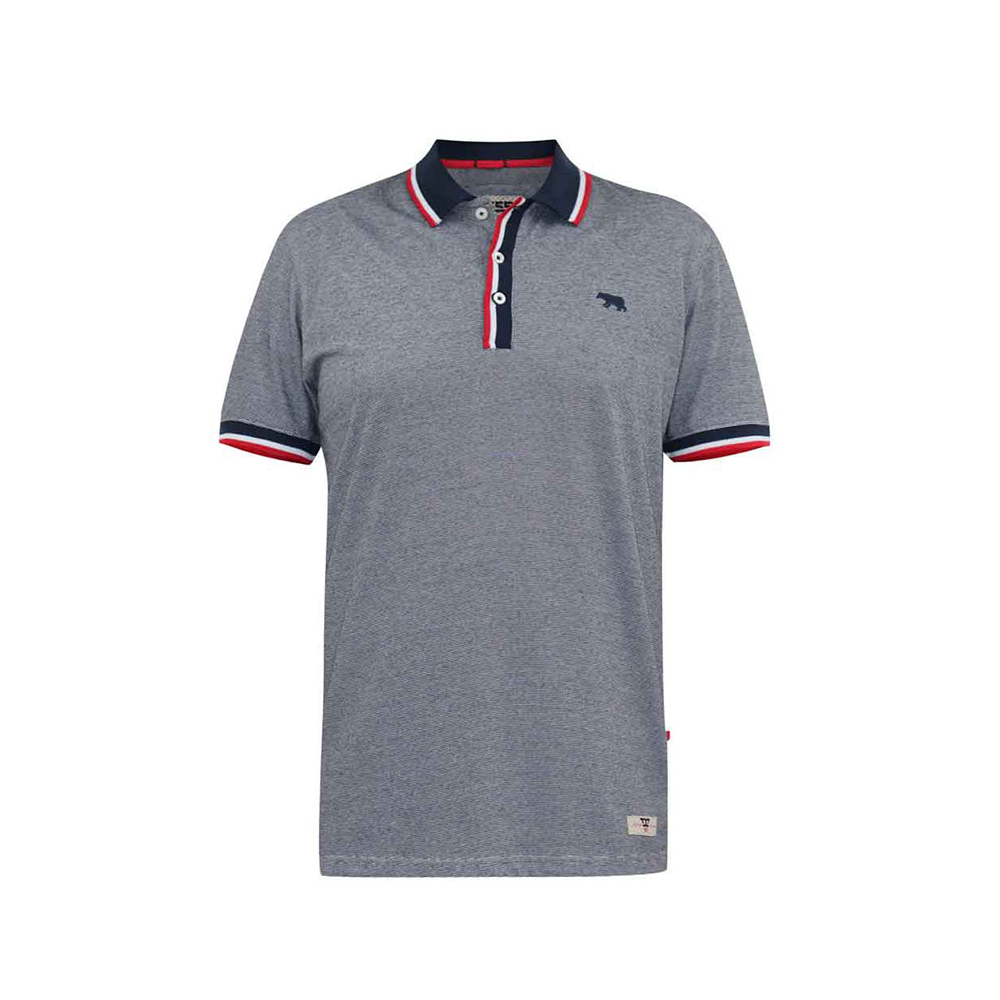 D555 Stripe Jersey Polo With Rib Collar Grey