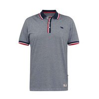 D555 Stripe Jersey Polo With Rib Collar Grey