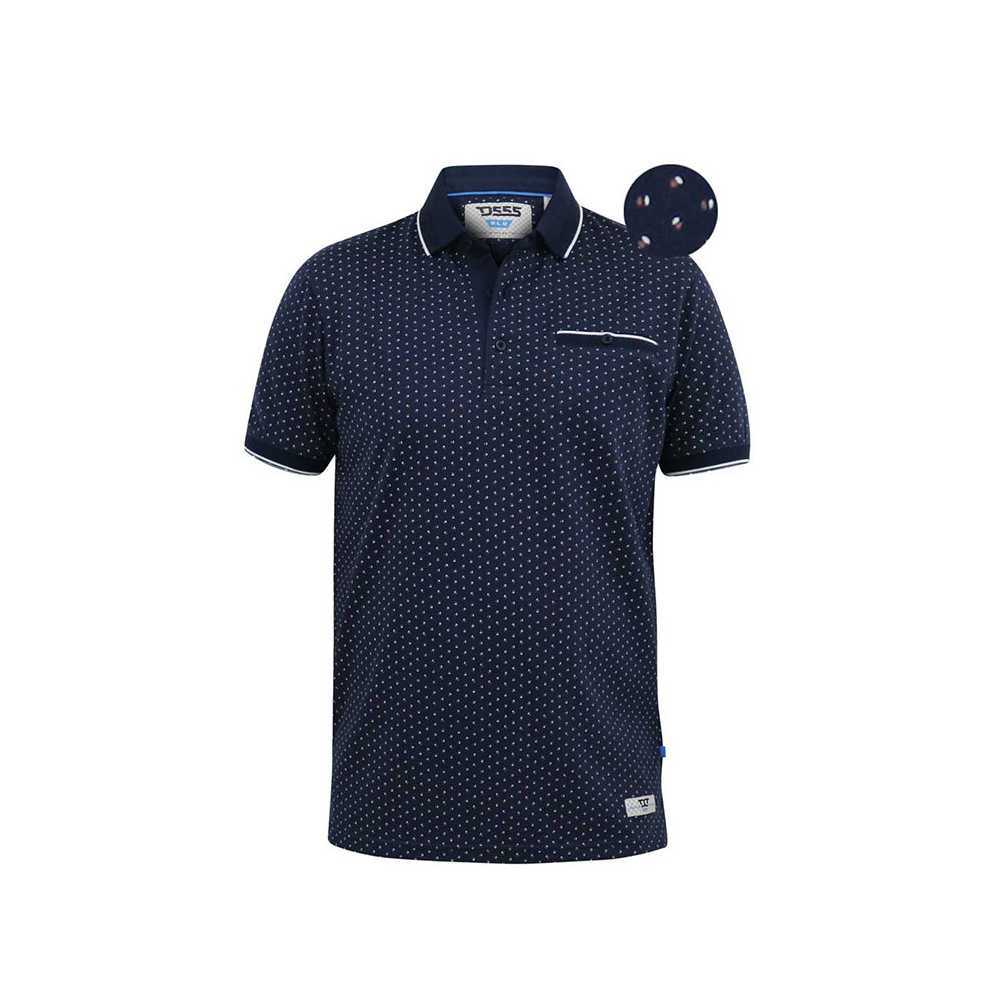 D555 Small Spot Polo With Jacquard Collar Navy