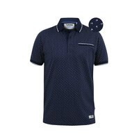 D555 Small Spot Polo With Jacquard Collar Navy