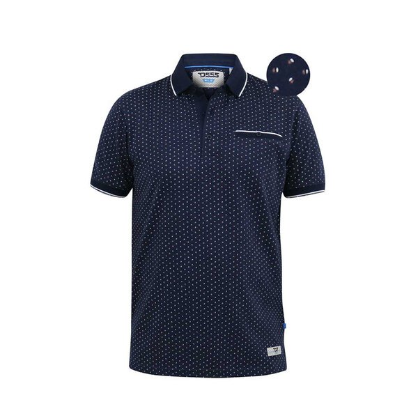 D555 Small Spot Polo With Jacquard Collar Navy-shop-by-brands-Beggs Big Mens Clothing - Big Men's fashionable clothing and shoes