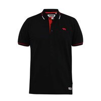 D555 Pique Plain Black Polo with contrast Trim 