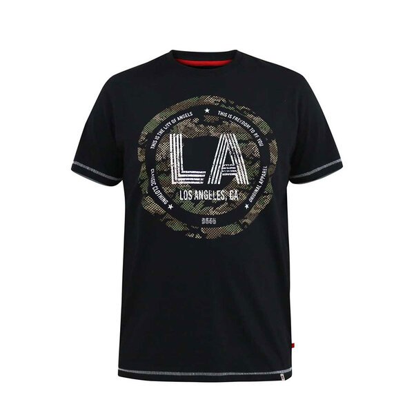 D555 Camo LA Print Tee Black-shop-by-brands-Beggs Big Mens Clothing - Big Men's fashionable clothing and shoes