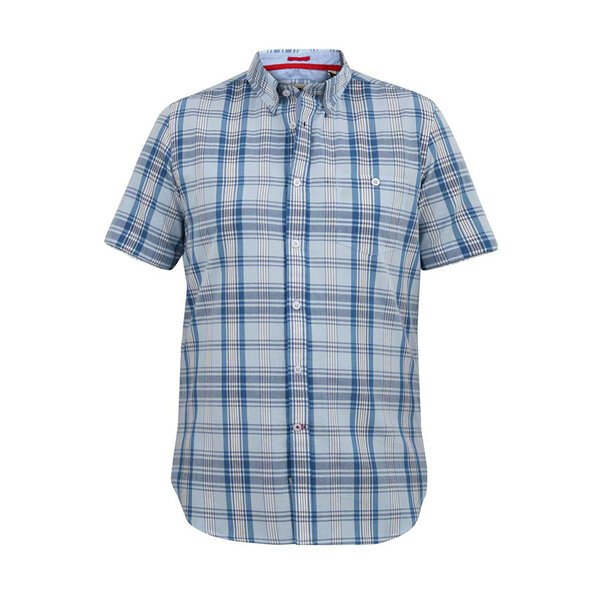 D555 Sky Blue Check SS Shirt-shop-by-brands-Beggs Big Mens Clothing - Big Men's fashionable clothing and shoes