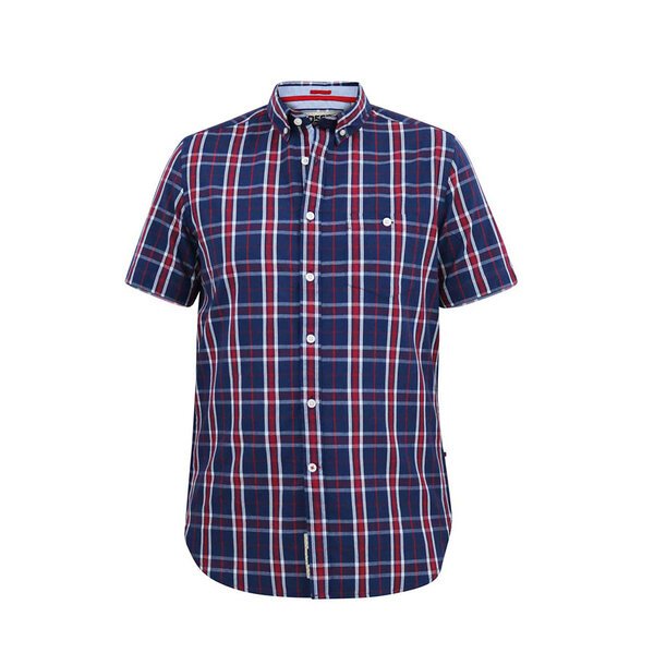 D555 Red Navy Check SS Shirt-shop-by-brands-Beggs Big Mens Clothing - Big Men's fashionable clothing and shoes