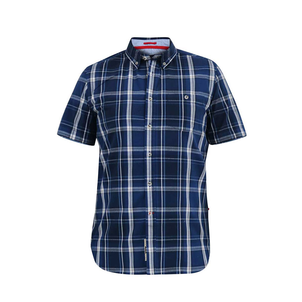 D555 Window Check SS Shirt Navy