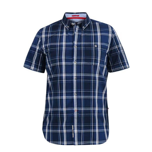 D555 Window Check SS Shirt Navy-shop-by-brands-Beggs Big Mens Clothing - Big Men's fashionable clothing and shoes