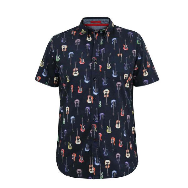 D555 Guitar SS Shirt Navy-shop-by-brands-Beggs Big Mens Clothing - Big Men's fashionable clothing and shoes