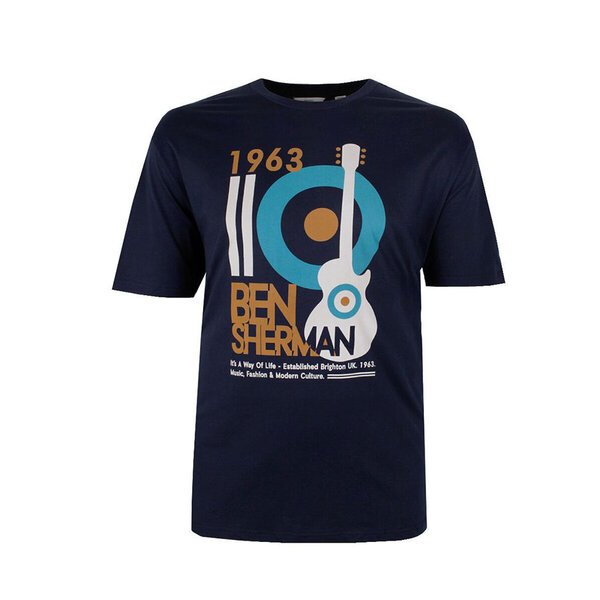 Ben Sherman Mod Guitar Poster Tee Dark Navy-shop-by-brands-Beggs Big Mens Clothing - Big Men's fashionable clothing and shoes