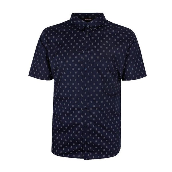 Ben Sherman Stipple Geo Print SS Shirt Dark Navy-shop-by-brands-Beggs Big Mens Clothing - Big Men's fashionable clothing and shoes