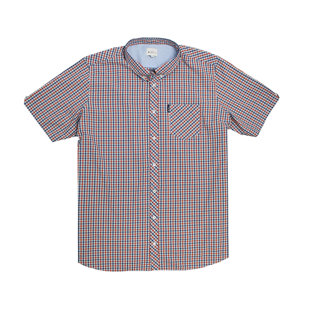 Ben Sherman Sig House check SS Shirt Pale Blue