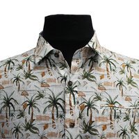 Berlin Palm Tree Print Linen SS Shirt