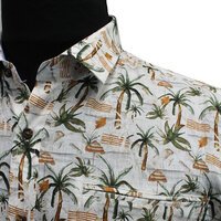 Berlin Palm Tree Print Linen SS Shirt