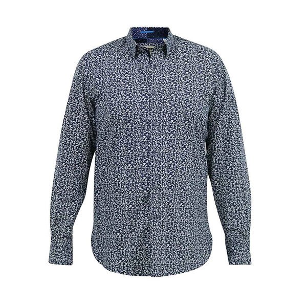 D555 Pure Cotton Mini Flower Pattern LS Shirt-shop-by-brands-Beggs Big Mens Clothing - Big Men's fashionable clothing and shoes